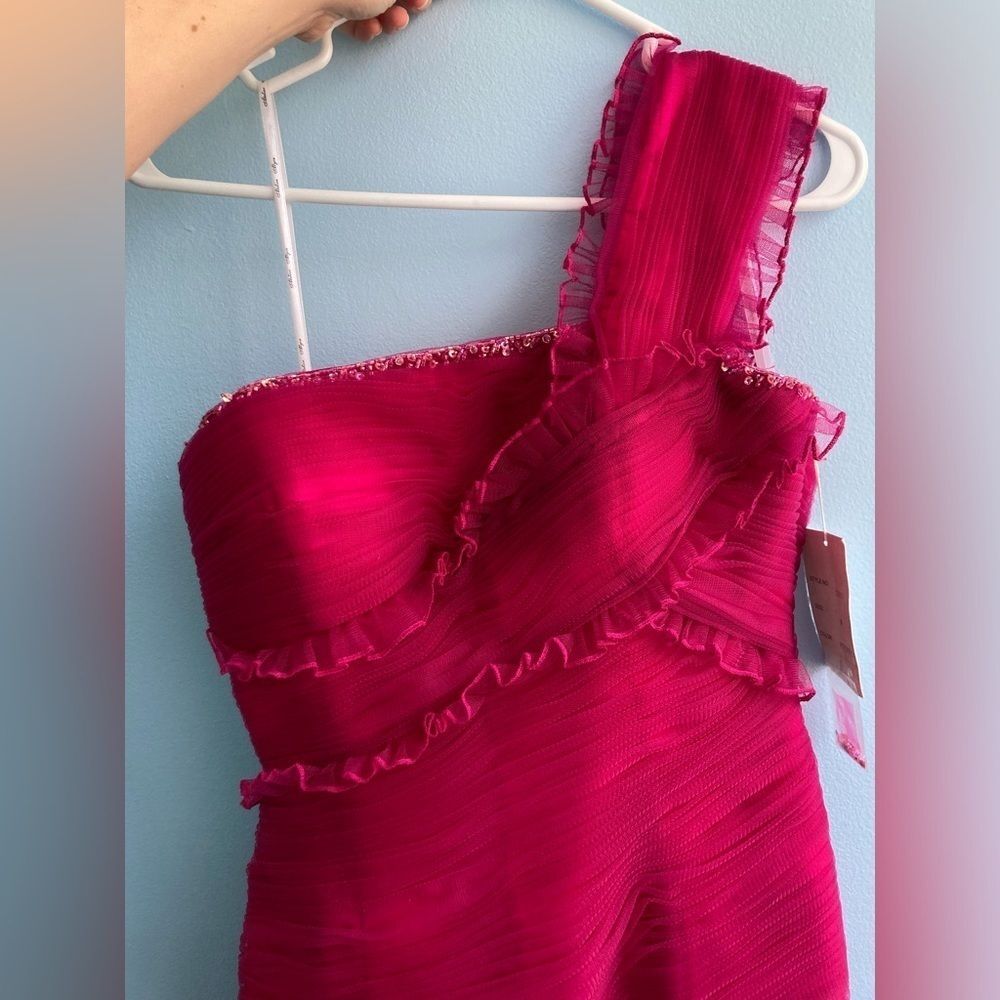 Atelier Alyce Boutique Collections Prom Dress Pink Size 4 NWT Ruffles 1 shoulder - Picture 2 of 9